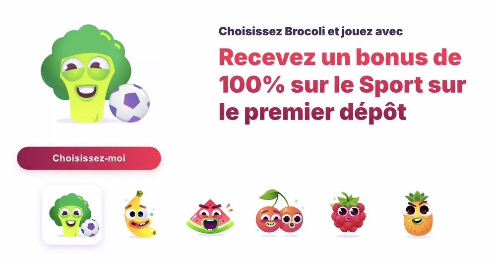 Ontvang een 100% sportbonus op je eerste storting bij Nomini Casino Kies je welkomstbonus bij Nomini Casino met vrolijke fruitkarakters